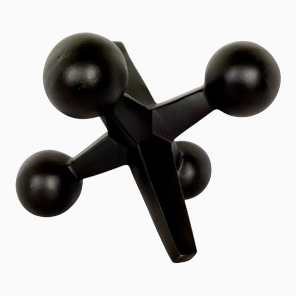 3D Jacks Sculpture Figurine Decor Black Abstract Six Sided Freestanding Design - Picture 11 of 12